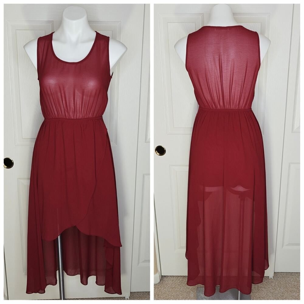 Sans Souci dark red hi-low flowy dress